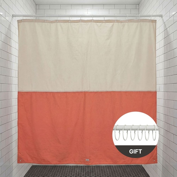안티곰팡이 퀵드라이 고급 방수 패브릭 샤워커튼 (커튼봉,커튼링 포함) (8 colors)