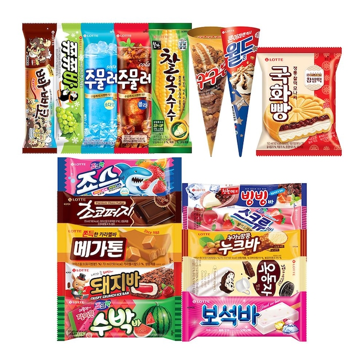 [오늘의집] 롯데웰푸드 [50개] 추억의 옛날 막대 아이스크림 10종 5개 혼합구성 옥동자/스크류바/메가톤 등