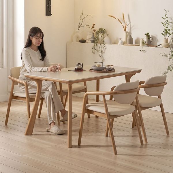 쿠폰가 187,150원/하모니 4/6인용 원목 세라믹 식탁 세트 1400 1800 2000