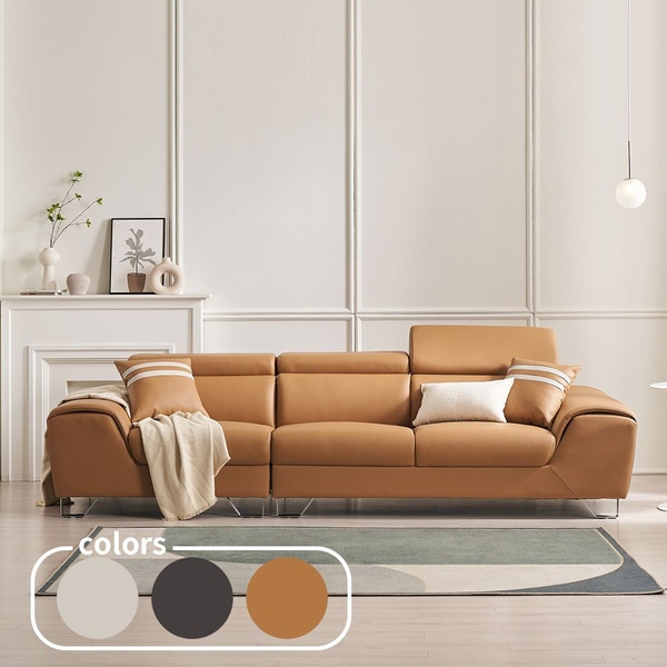 메리 4인 무빙헤드레스트 가죽 소파 3colors (스툴선택)