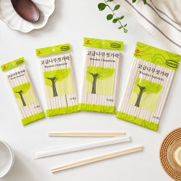 일회용 젓가락 종이포장 10p 30p 50p 100p 개별포장 나무 우드 캠핑 업소용 식당