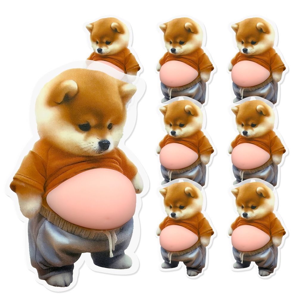 리드홈 시바견 강아지 뱃살 말랑이 차량 도어가드 문콕방지 스티커 2종 x 4p 세트