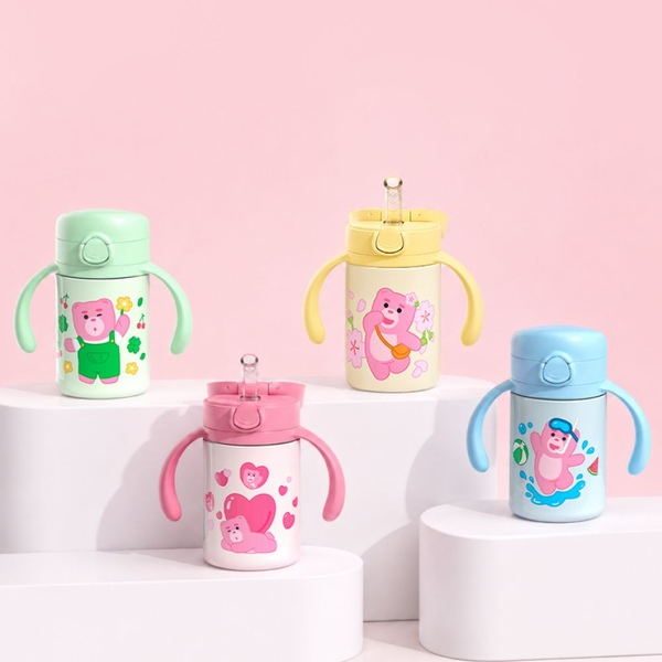주니 벨리곰 원터치 이지 스테인리스 빨대컵 200ml