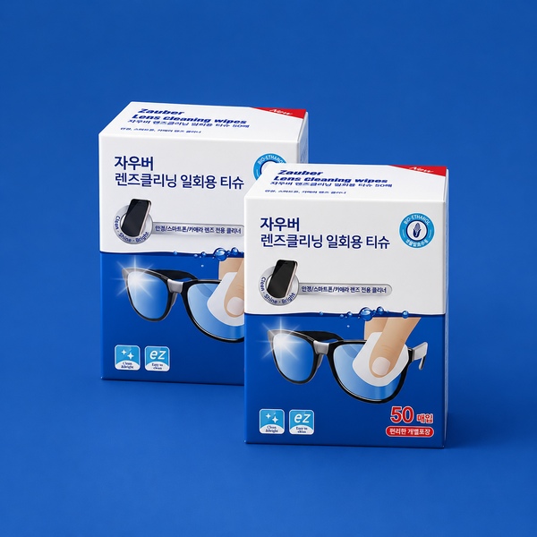 NEW 렌즈클리닝 일회용티슈 50매 2팩 안경닦이 모니터 핸드폰액정 카메라 다목적 클리너