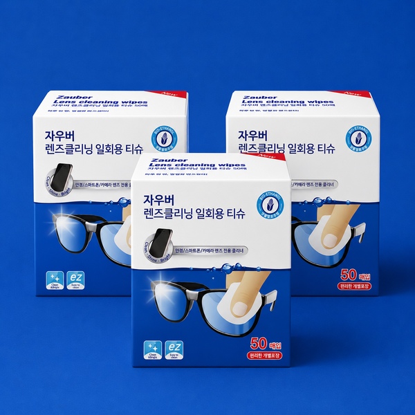 NEW 렌즈클리닝 일회용티슈 50매 3팩 안경닦이 모니터 핸드폰액정 카메라 다목적 클리너