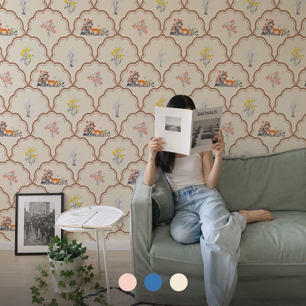 [오늘의집 단독] 셀프 스티커 떼기 쉬운 패브릭 벽지 Lovintage Lazy