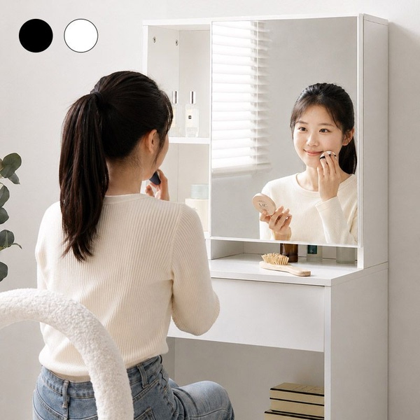 마카롱 수납화장대 서랍 학생 틈새 화장대 600 거울포함 2color
