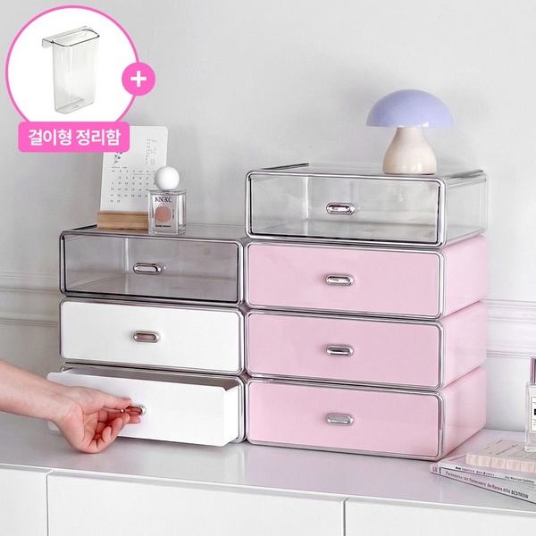 핑크 출시+사은품증정! 모던 스퀘어 화장품 정리함 5colors 대용량 화장대 대형 팬트리