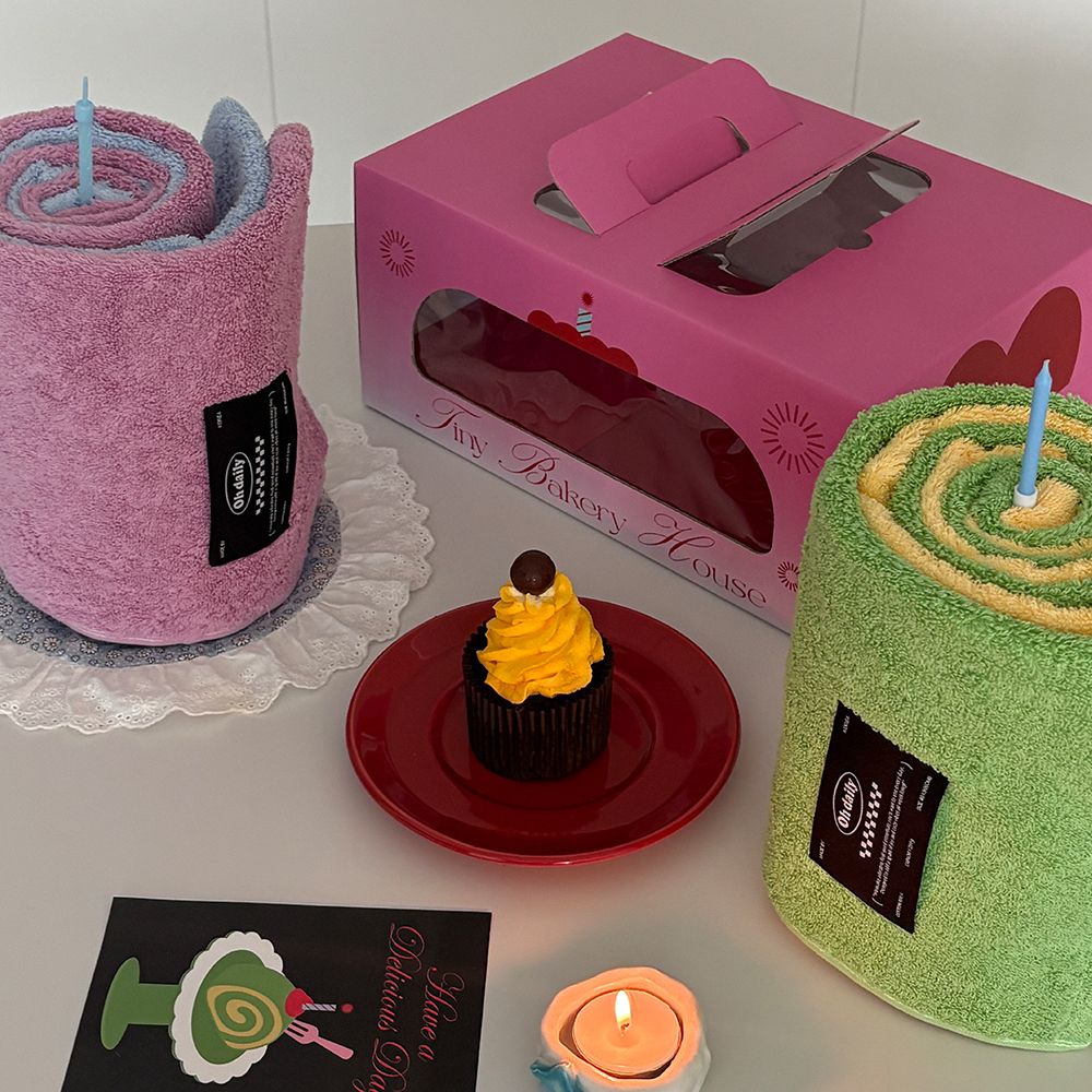 라라센트 국내생산 코마사 40수 케이크 프리미엄 호텔수건 4장 집들이 생일 이색적인 선물세트