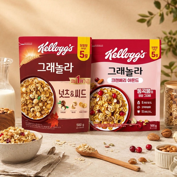 미니 시리얼 2봉 증정+넛츠앤씨드 그래놀라500g*1개+크랜베리 아몬드그래놀라500g*1개