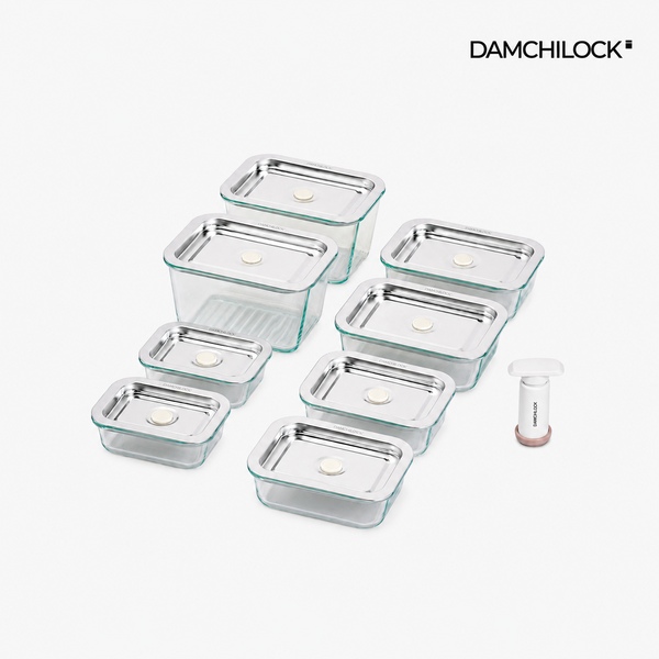 진공밀폐용기 올인원 세트 (1호 2개, 2호 2개, 3호 2개, 4호 2개, 펌프 1개)