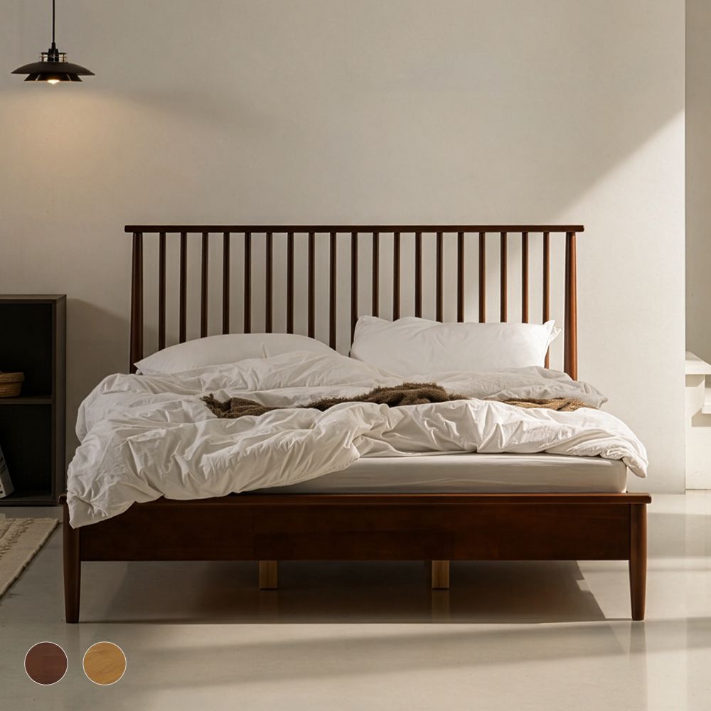웰퍼니쳐 브레이 고무나무 2중 지지대 무소음 평상형 원목 침대 프레임 SS/Q