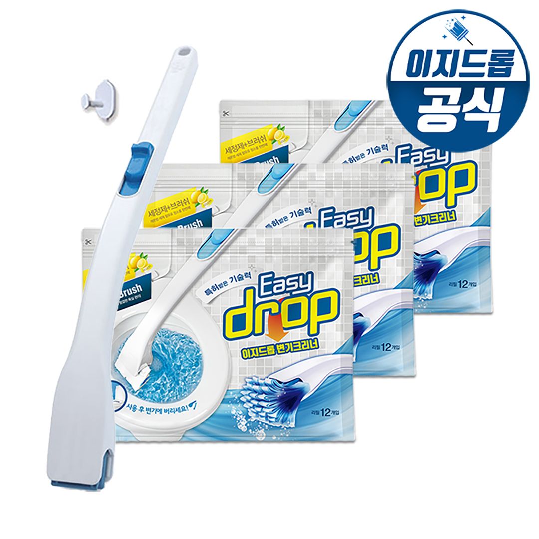 이지드롭 변기크리너 핸들 1개 + 리필 3팩(36개입/레몬향)