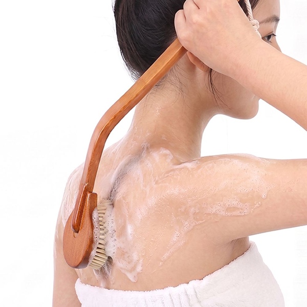 커브형 우드 바디브러쉬 (노폐물제거/부드러운스크럽/딥클렌징/릴렉스효과)