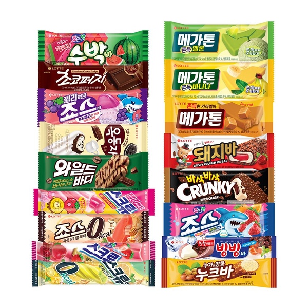 [40개] 롯데 신상 죠스바 메가톤바 옥동자 외 인기 아이스크림 세트