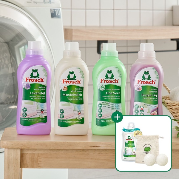 독일 섬유유연제 750ml 4개 (유연제 코튼 체험팩 100ml+양모볼 증정)