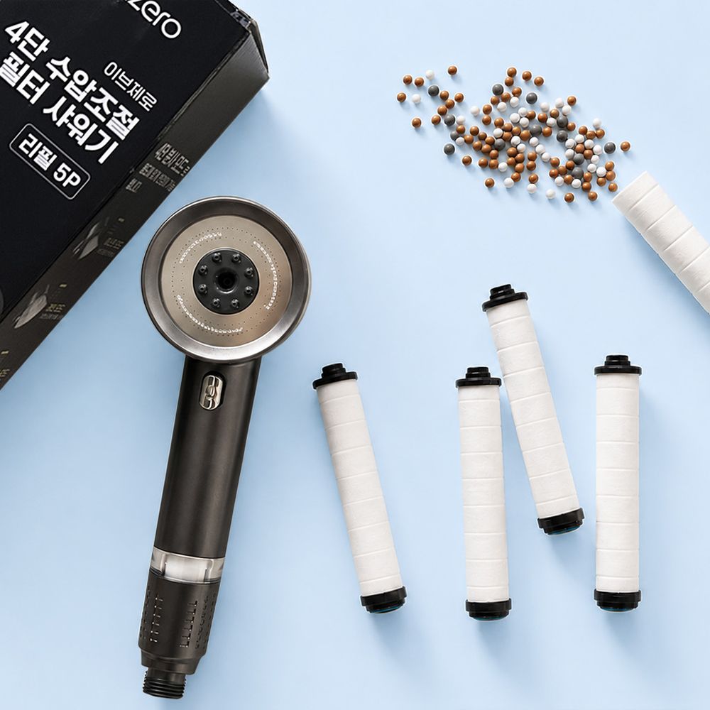 이브제로 미네랄 항균 필터 샤워기 헤드 온오프 4단 수압조절
