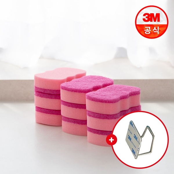 제로스크래치 스펀지 수세미 9개입+고리걸이