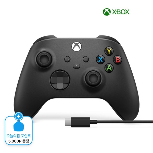 [5천p 증정] Xbox 무선 컨트롤러 카본블랙 게임패드 + USB-C 케이블