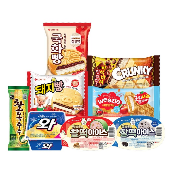 와 찰떡아이스 돼지바빵 등 샌드아이스크림 8종 12개+12개 골라담기
