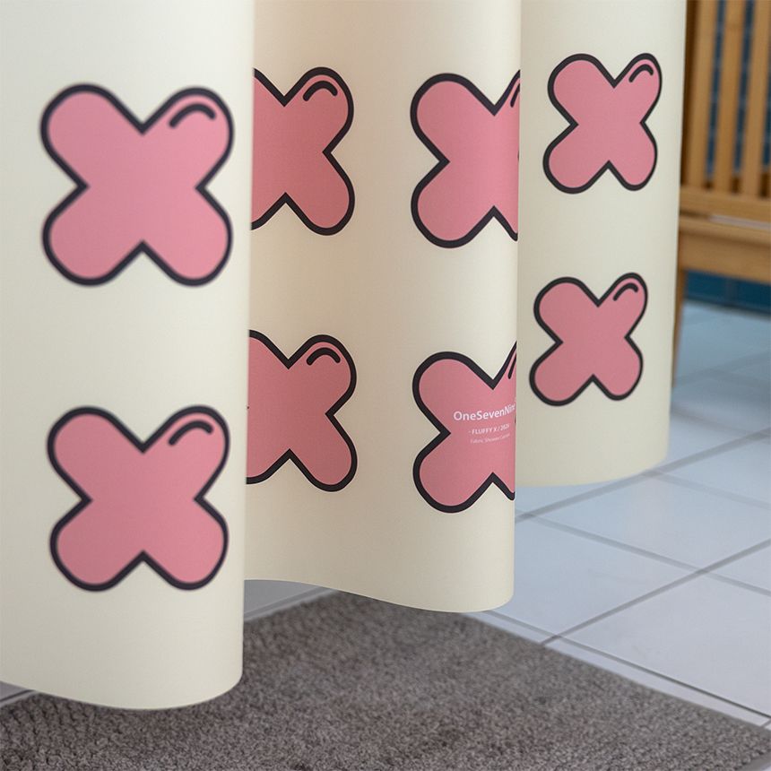 원세븐나인 심리스 패브릭 샤워커튼 가림막 방수 욕실 120cm X 180cm 플러피엑스-핑크 - 최저가 26,900원