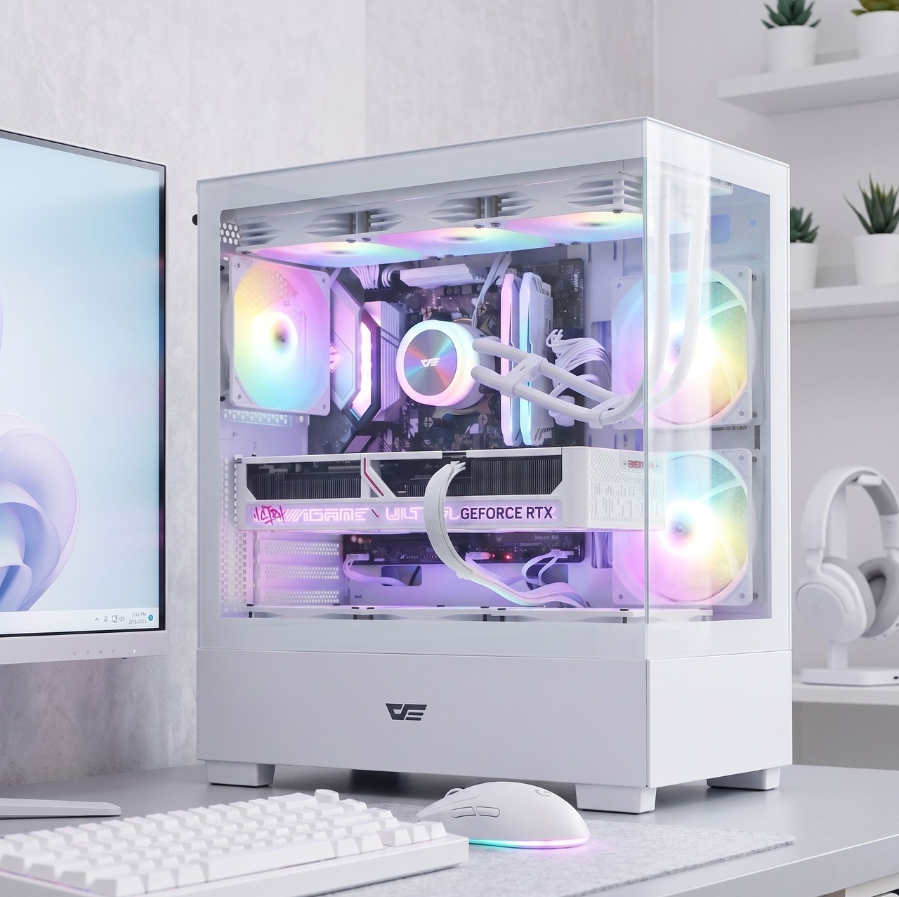 Intel 14400F+RTX5060 8G+32GB+1TB 화이트 조립PC 데스크테리어