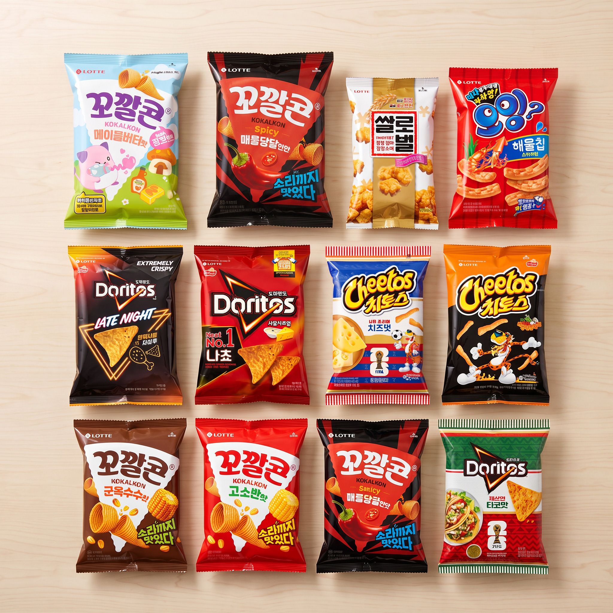 롯데웰푸드 봉지과자(꼬깔콘/오잉/치토스/도리토스/쌀로별) 12종 12~16개 골라담기