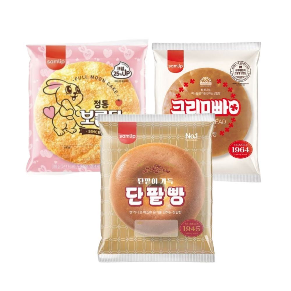 삼립 삼총사빵 3종 각 3봉씩 9봉(정통크림빵/정통단팥빵/정통보름달)