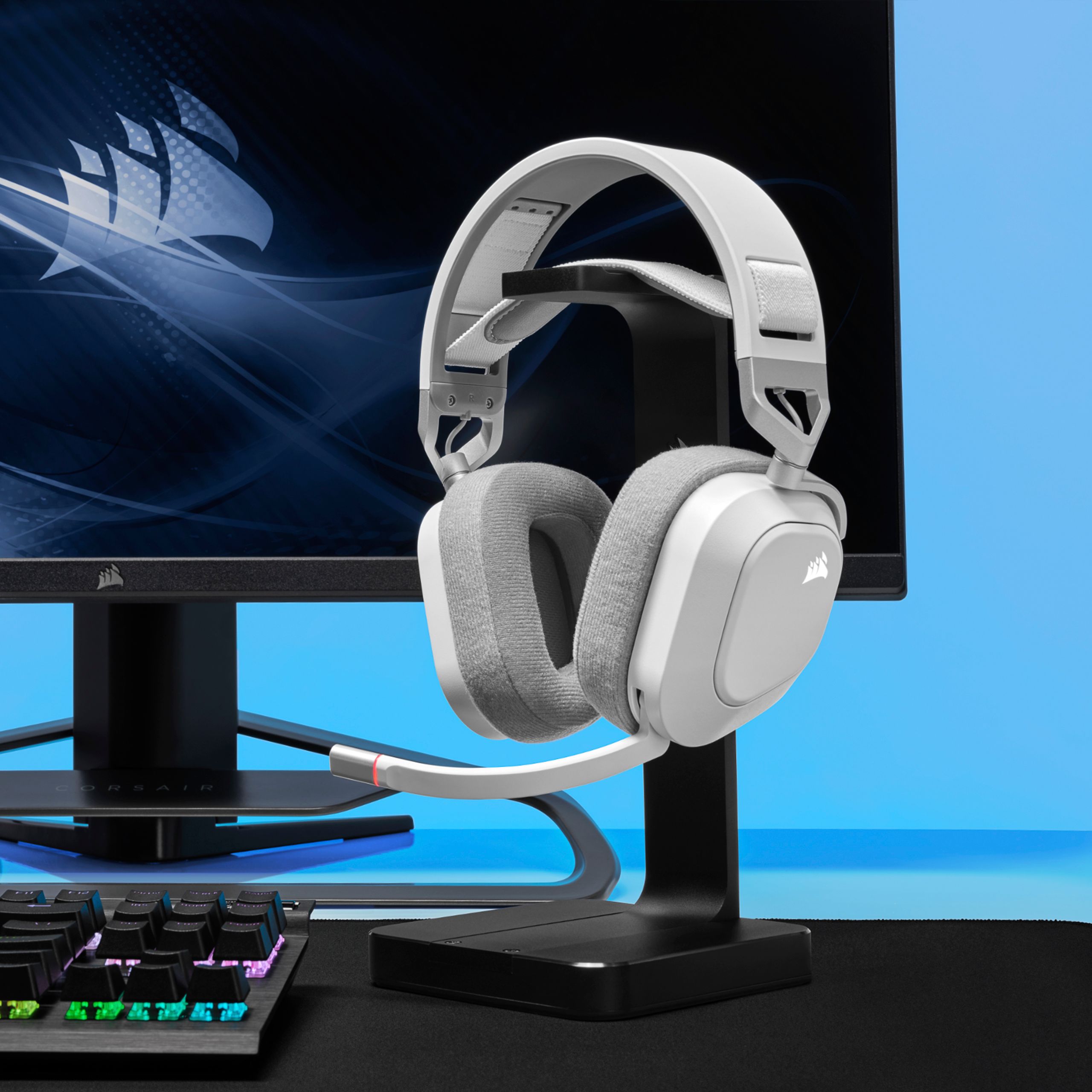 커세어 HS80 RGB WIRELESS 게이밍 헤드셋 화이트