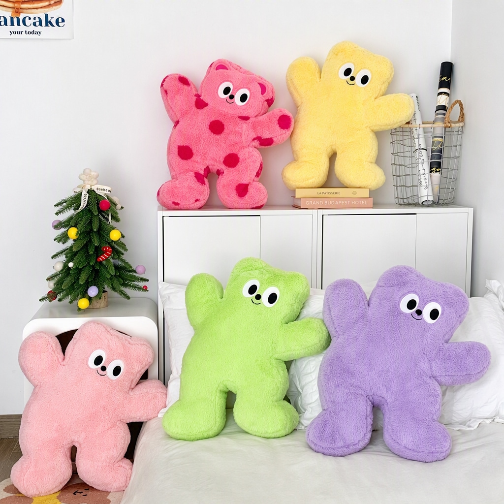 아워버셜 키치 곰 애착인형 소파쿠션 등받이 동물 캐릭터 귀여운 거실 쿠션 인테리어 집들이선물 베어