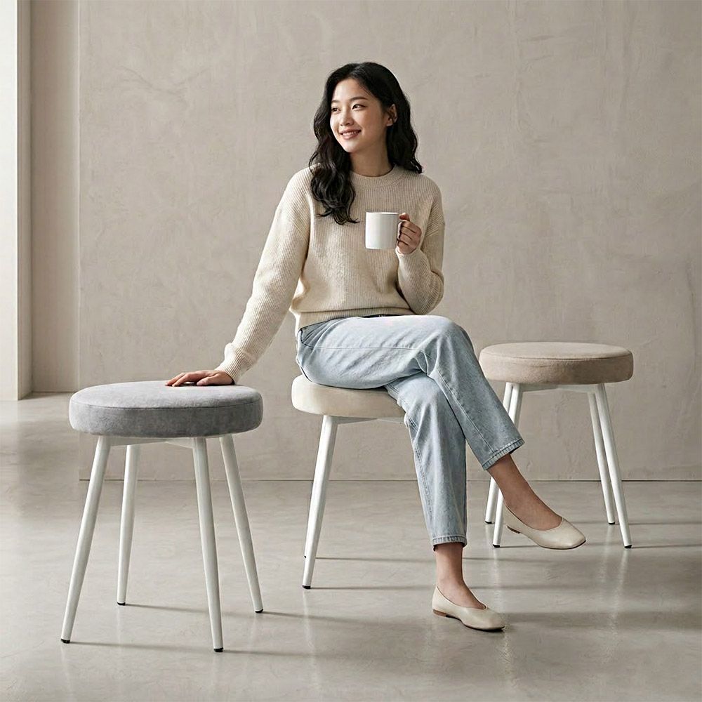 브라보가구 발캡 증정- 닛 스툴 화장대의자 부클레 인테리어 카페 체어 의자