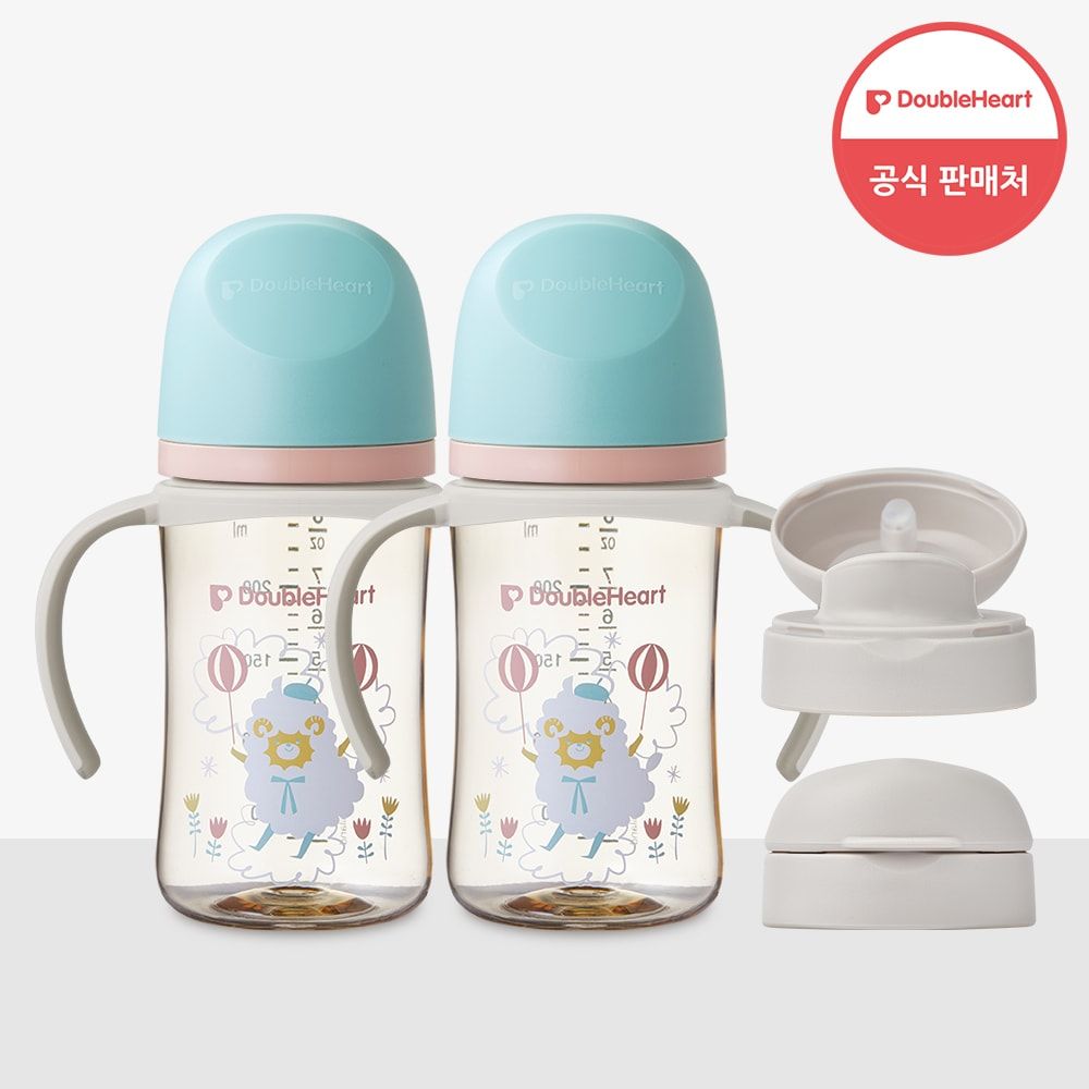 더블하트 3세대 디어프렌즈 240ml 드링킹 컵 세트(젖병2개+드링킹헤드2개+핸들2개)