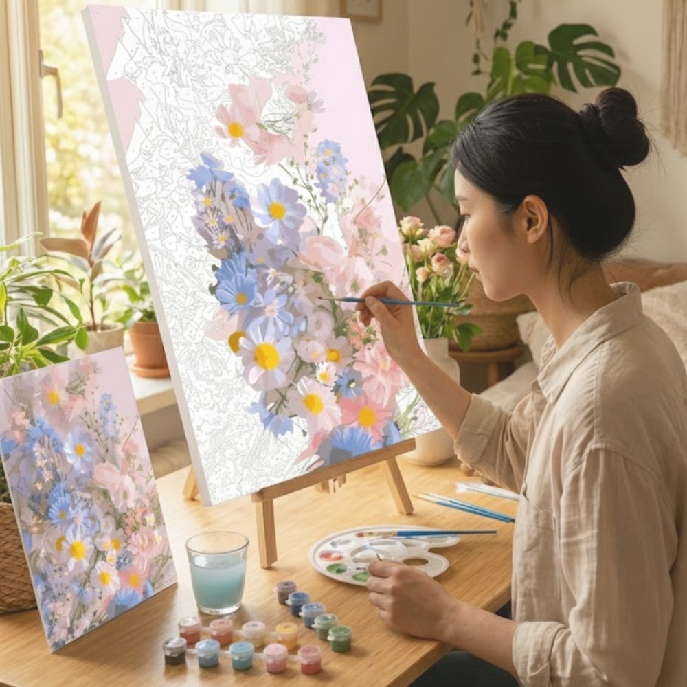 원그리드 DIY 그림그리기 취미 명화그리기 유화 캔버스 페인팅 30x40cm
