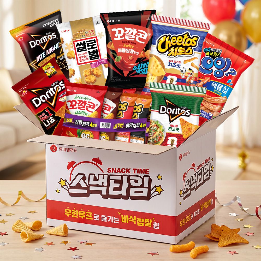 롯데웰푸드 롯데 스낵타임 14봉 꼬깔콘군옥/꼬깔콘고소/쌀로별/도리토스타코/치토스치즈 등