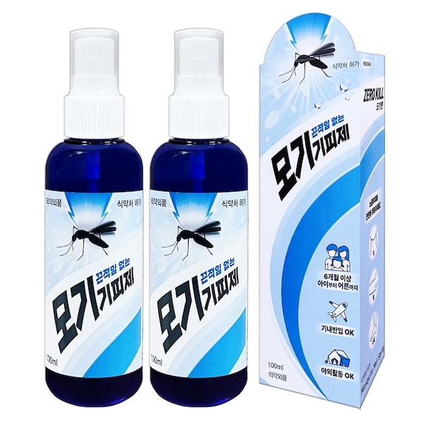 보성메딕스 보성 모기젯 ZERO KILL 100ml X 2개 끈적임 없는 모기기피제