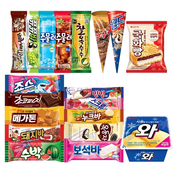 롯데웰푸드 [50개] 추억의 옛날 막대 아이스크림 10종 5개 혼합구성 옥동자/스크류바/메가톤 등