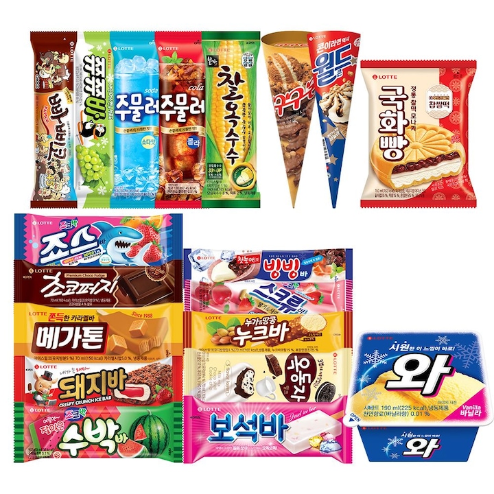롯데웰푸드 [50개] 추억의 옛날 막대 아이스크림 10종 5개 혼합구성 옥동자/스크류바/메가톤 등