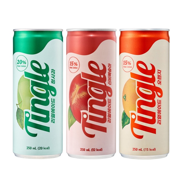 일화 팅글 리얼에이드 3종 250mL 30캔 (오렌지/신비복숭아/청사과) 고과즙 탄산