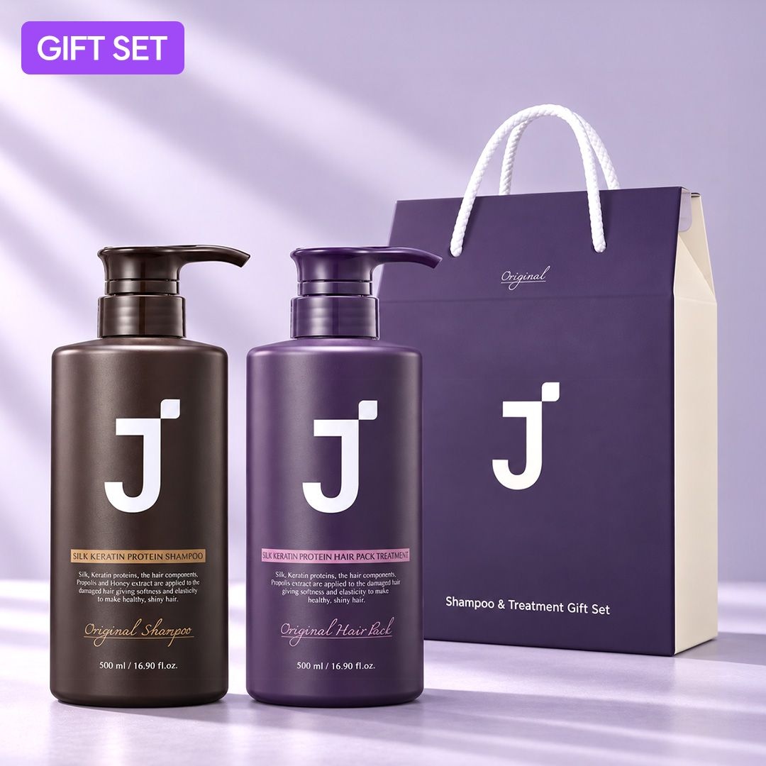 실크케라틴 단백질 샴푸+트리트먼트 선물세트(500ml+500ml)
