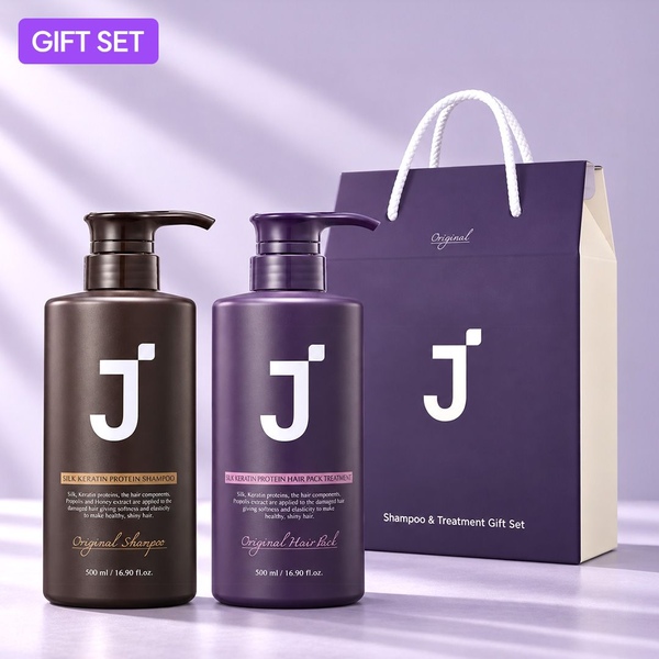 제이숲 실크케라틴 단백질 샴푸+트리트먼트 선물세트(500ml+500ml)