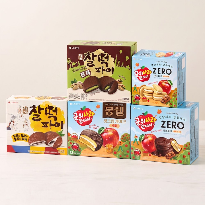 롯데웰푸드 두바이찰떡파이 2개 외 파이류 혼합구성 찰떡파이 몽쉘애플 제로케이크 제로초코파이