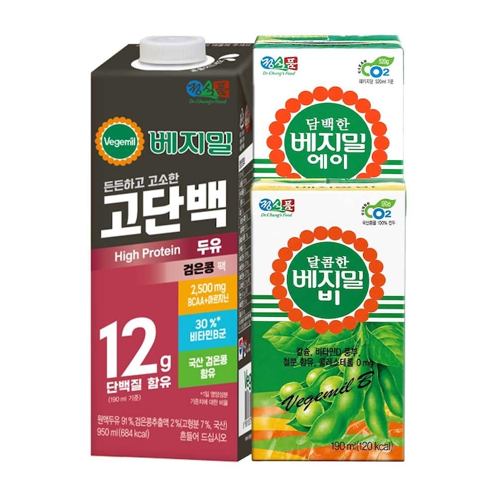 정식품 베지밀 담백한 A 에이 , 달콤한 B 비 두유 190ml 24팩, 48팩