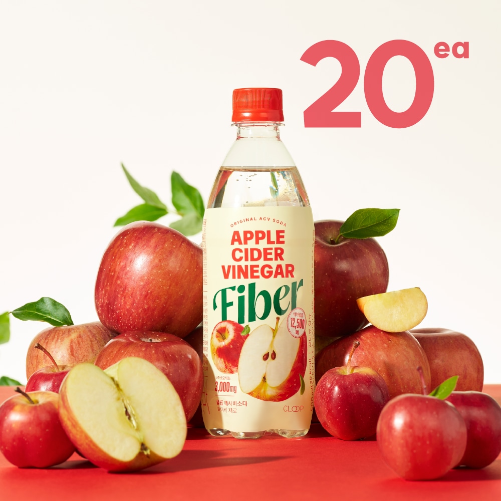 클룹 클룹 애사비소다 화이바 제로 탄산음료 500ml 20개입
