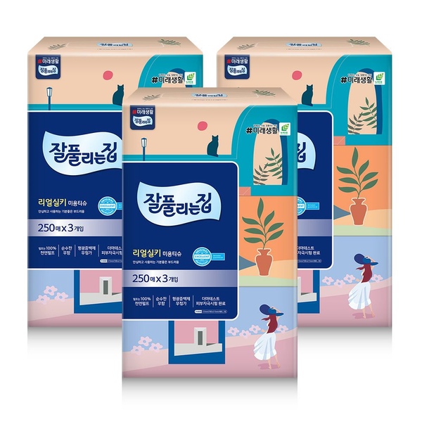 리얼실키 미용티슈 250매 3입 x 3팩