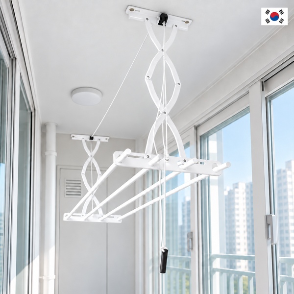 국내제작 올스텐 봉스텐 화이트 코팅봉 베란다 천장 빨래건조대 2단