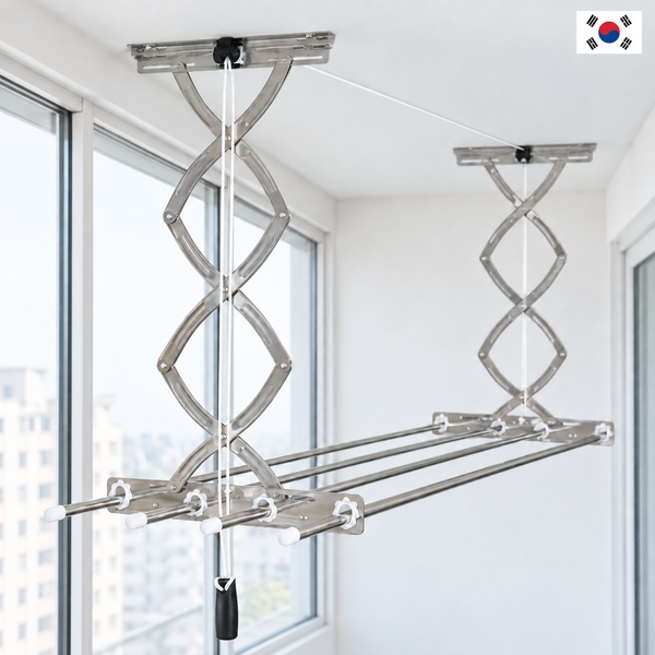 ARTEX(아텍스) 국내제작 올스텐 봉스텐 화이트 코팅봉 베란다 천장 빨래건조대 3단