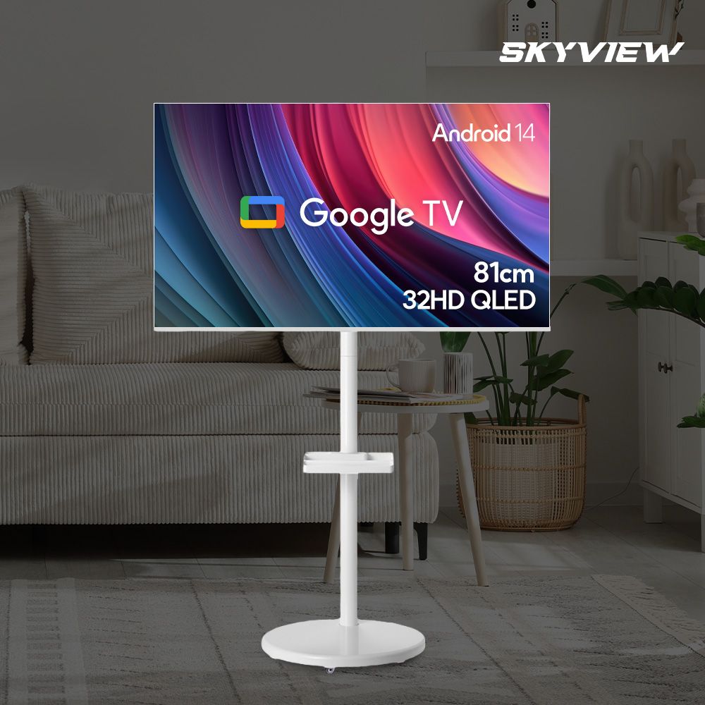 81cm(32인치) HD QLED 화이트 삼탠바이미 구글 스마트 이동식 TV 세트 가격 비교 스카이뷰 81cm(32인치) HD QLED 화이트 삼탠바이미 구글 스마트 이동식 TV 세트
