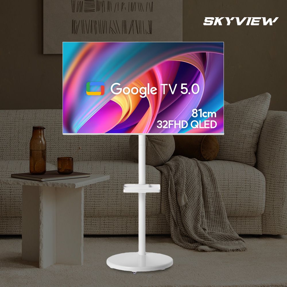 81cm(32인치) FHD QLED 화이트 삼탠바이미 구글 스마트 이동식 TV 세트 가격 비교 스카이뷰 81cm(32인치) FHD QLED 화이트 삼탠바이미 구글 스마트 이동식 TV 세트