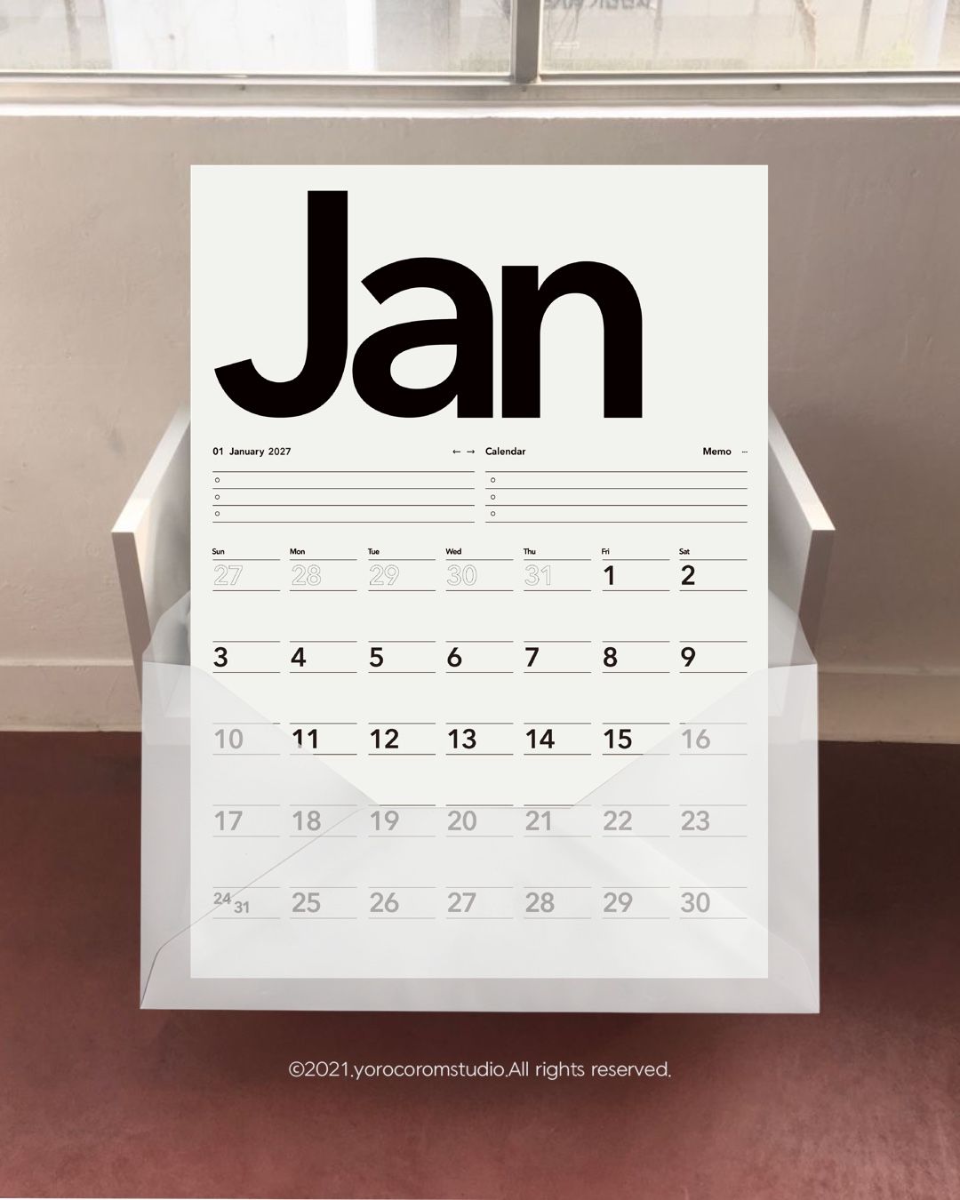 2027년 모던달력 모노톤 심플 미니멀인테리어 낱장달력 Minimalist 가격 비교 요로코롬 스튜디오 2027년 모던달력 모노톤 심플 미니멀인테리어 낱장달력 Minimalist