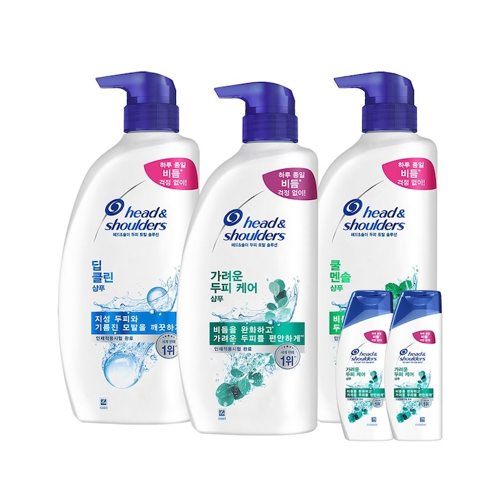 헤드앤숄더 샴푸 850ml 3개 + 미니샴푸 2개 증정